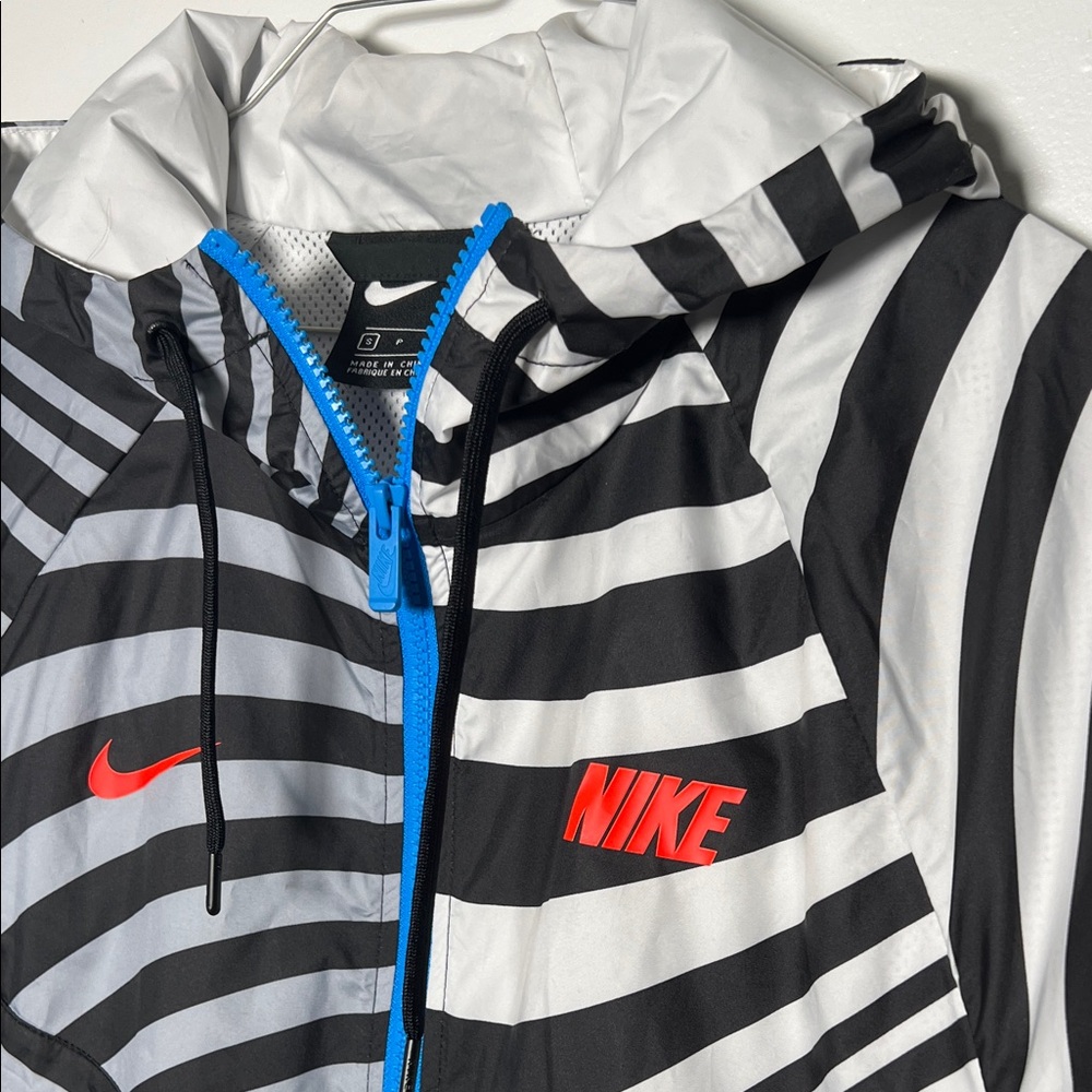 Nike Black & White Swirl Zip Hoodie with Blue & hot pink Accents - Picture 2 of 7